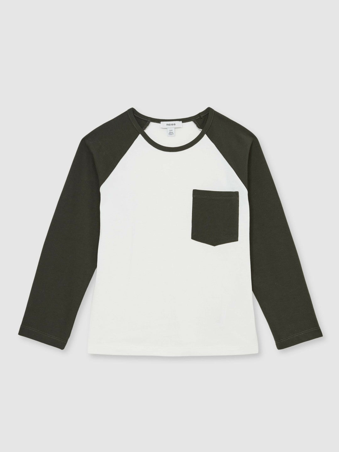 Reiss | 9-13 yrs Cotton Colour-Block Long-Sleeve T-Shirt in Green